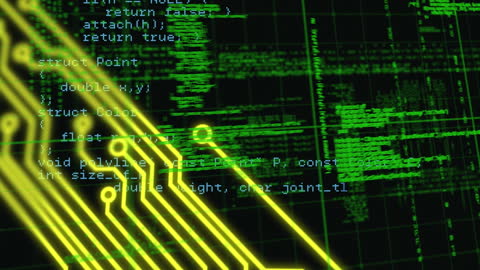 High-Tech Data Processing with Grid Interface and Circuit Visuals