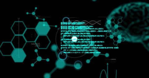 Digital Network with Biometric Data and Chemical Formulas - Download Free Stock Images Pikwizard.com