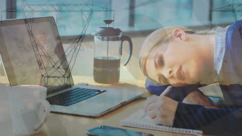 Tired Businesswoman Analyzing Data in Office
