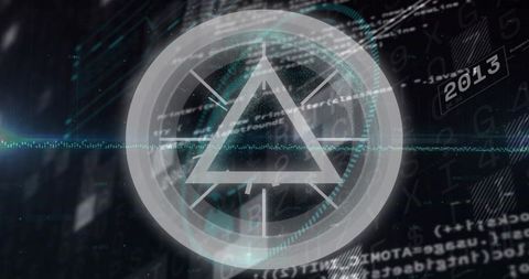 Futuristic HUD Interface Featuring Triangle Symbol in Cyber Environment