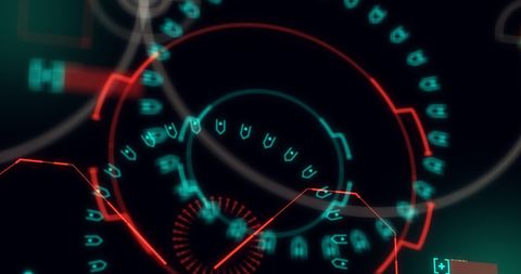 Futuristic digital data processing interface display