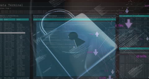 Animated Padlock Illustrating Online Security and Data Processing