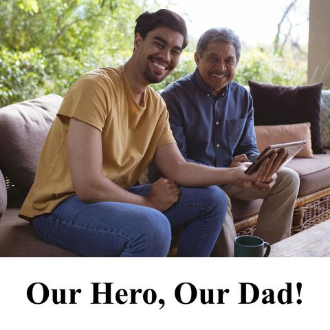 father and son using tablet together on patio - Download Free Stock Templates Pikwizard.com