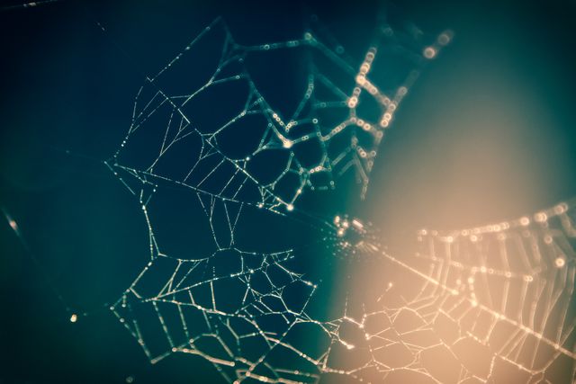 Close-Up of Spider Web with Dew in Morning Light - Download Free Stock Photos Pikwizard.com