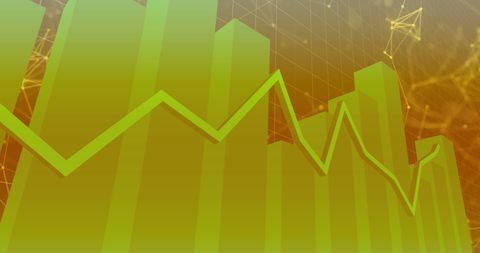 Green Bar and Line Graph on Abstract Connected Grid Background - Download Free Stock Images Pikwizard.com