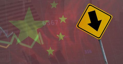 China Economy Downturn Concept with Falling Arrow and Flag - Download Free Stock Images Pikwizard.com