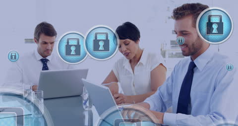 Business Professionals Analyzing Cybersecurity Strategies