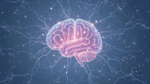 Futuristic brain with neural network and electric glow