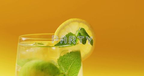 Refreshing Cocktail Against Vibrant Yellow Background with Party Theme - Download Free Stock Images Pikwizard.com