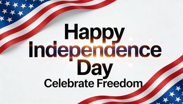 Happy independence day celebrate freedom american flag ribbon patriotic banner bold design