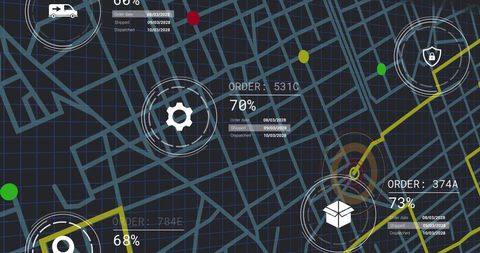 Digital shipping interface over urban map