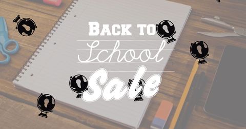 Back to School Sale Promotion with School Supplies Overlay - Download Free Stock Images Pikwizard.com