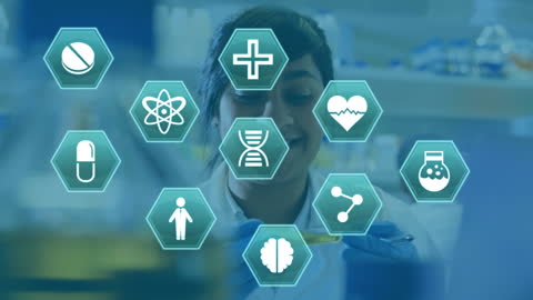 Medical Science Icons with Professional in Laboratory