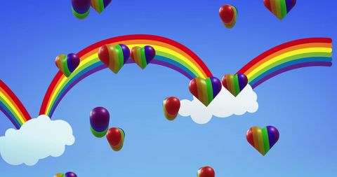 Rainbow Hearts and Vibrant Arches Symbolizing Pride and Equality