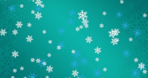 Falling Snowflakes on Turquoise Background for Winter Events