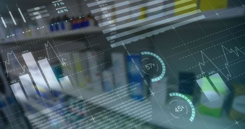 healthcare data analytics overlay in pharmacy setting - Download Free Stock Images Pikwizard.com