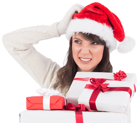 woman scratching head holding christmas gifts on transparent background - Download Free Stock Videos Pikwizard.com