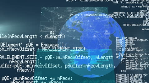 Global Data Processing and Digital Technology Animation