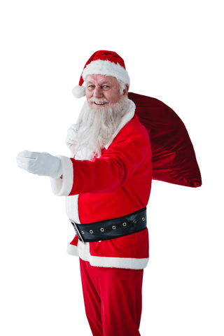 Transparent Santa Claus Holding Christmas Gift Bag Outfit - Download Free Stock Videos Pikwizard.com