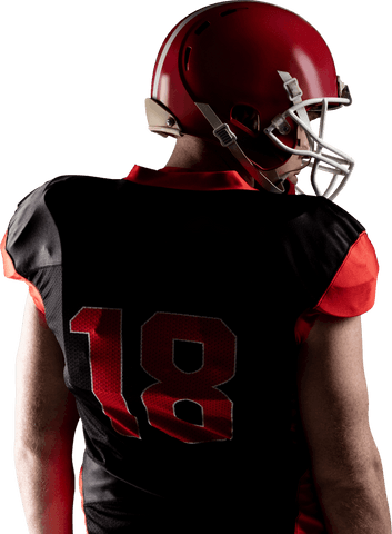 Transparent Background Rear View Highlighting Athlete Confidence in Football Gear