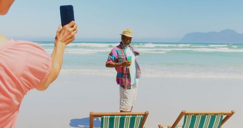 Senior Couple Enjoying Summer Beach Photography