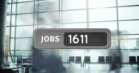 Job count displayed over busy office backdrop