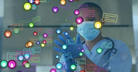 Healthcare Worker Using Digital Communication While Prepping