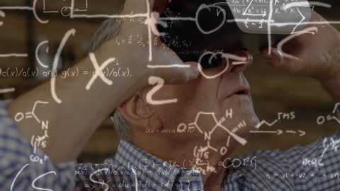 Elderly Man Navigating Virtual Reality with Math Visualization