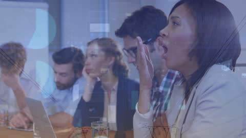 Bored Diverse Team Amidst Digital Data Processing