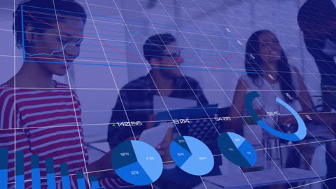 Business Analysis with Digital Interface Overlay Graphics