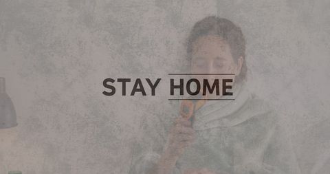Stay home message over woman ignoring quarantine and measuring fever