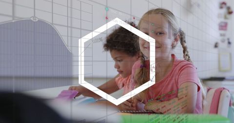 Diverse Children Learning with Virtual Data Overlay - Download Free Stock Images Pikwizard.com