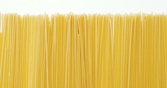 Close-up of raw spaghetti arranged on white background