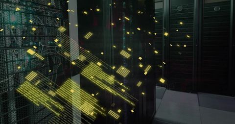Digital data processing in a server room combining virtual graphics