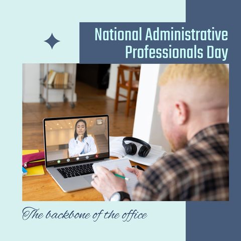 Celebrating Administrative Professionals Day in Virtual Office Meeting - Download Free Stock Templates Pikwizard.com