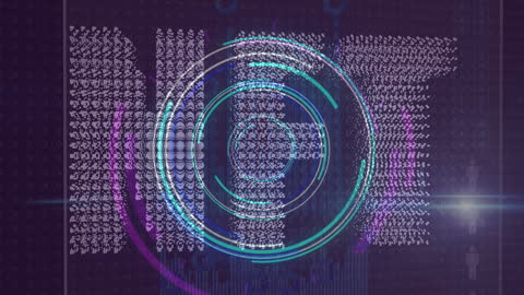 Digital NFT Text with Futuristic Scanning Interface