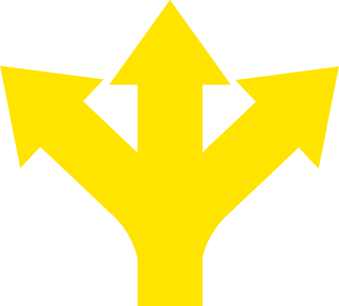 Bright Yellow Three-Way Arrow on Transparent Background - Download Free Stock Videos Pikwizard.com