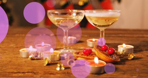 Champagne and Candlelit Festive Celebration with Party Decor - Download Free Stock Images Pikwizard.com