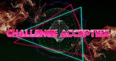 Retro futurism challenge accepted text digital artwork