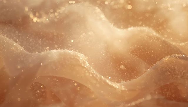 Shimmering Golden Wave Texture with Glitter Bokeh, Amber Glow, Translucent Ripple