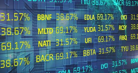 Digital Display of Stock Market Tickers and Binary Code Patterns - Download Free Stock Images Pikwizard.com
