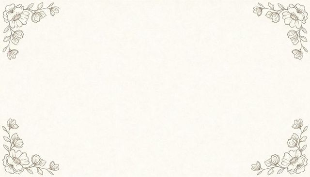 Vintage beige parchment background featuring delicate floral corner line art border