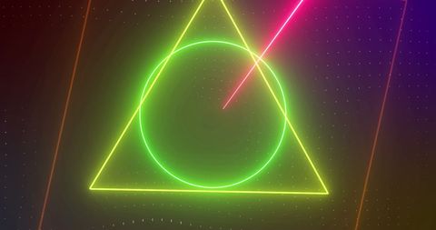 Vibrant Neon Geometric Shapes on Digital Grid Background - Download Free Stock Images Pikwizard.com