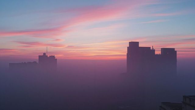 Skylines Expanding From Misty Dawn Horizon