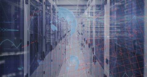 Digital Interface Overlapping Mathematics in Data Center - Download Free Stock Images Pikwizard.com
