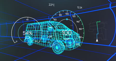 3D Van Model with Digital Speedometer Display