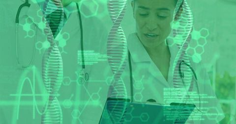 Futuristic Medical Science with Healthcare Professional and Digital DNA