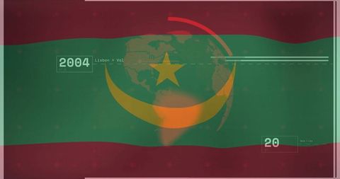 Futuristic Globe and Star Interface with Digital Data Overlay