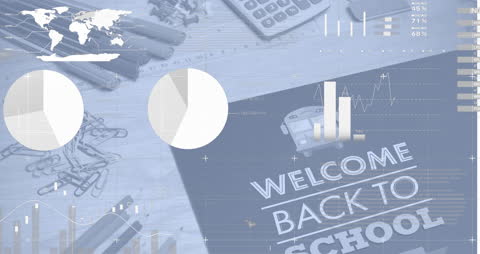 Digital Interface with Back to School Theme and Data Graphics