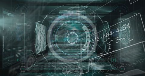 Futuristic Digital Data Processing Interface with Virtual Screens - Download Free Stock Images Pikwizard.com